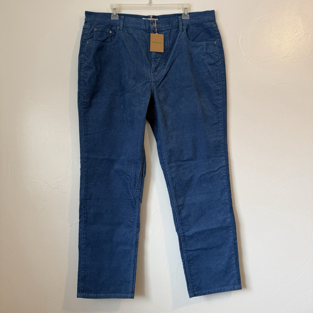 Women’s Boden Straight Leg Corduroy Pants Size 16-18 Blue NWT